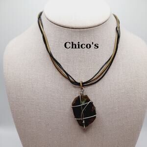 Vintage Chico's Quartz Three Cord Pendant Necklace - 19 Inches Length